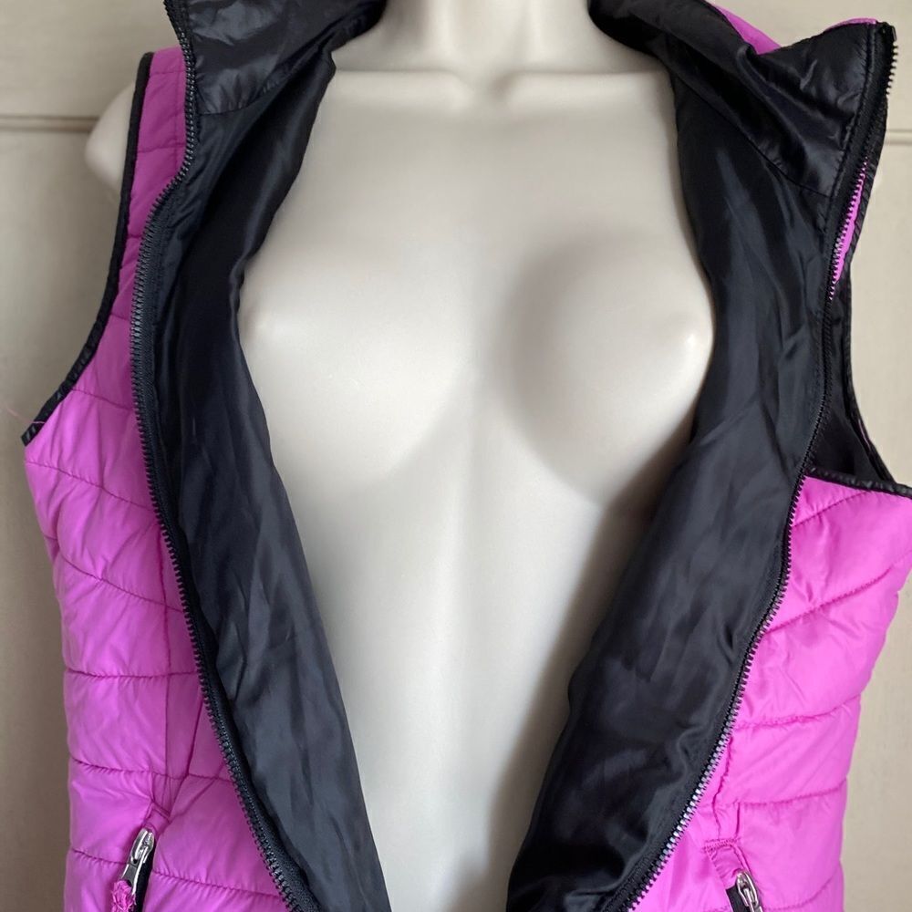 ❄️ SALE❄️ Hot Pink Purple Quilted Zip Up Vest Med - Picture 4 of 7
